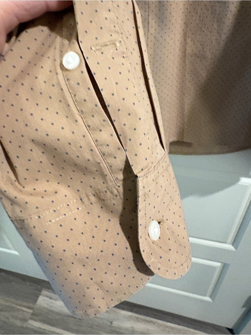 J.Crew Secret Wash Slim Shirt Men’s XL Tan Dots Stretch Button Down - Picture 9 of 13